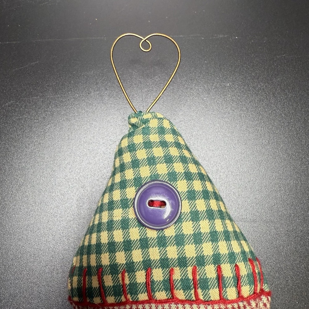 14" Christmas Tree Plush Figurine Primitive Farmhouse Plaid - Picture 3 of 5